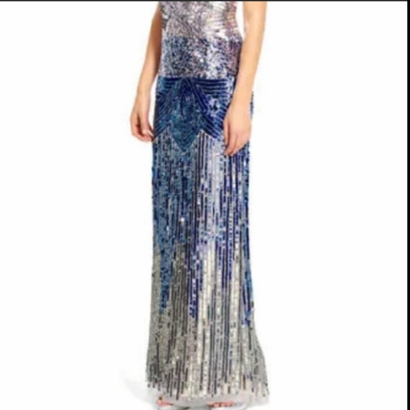 Adrianna Papell Multicolor sequin ombré long gown - Picture 3 of 13